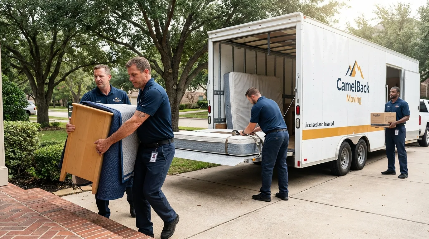 Crew loading residential truck for cross-state move from Circleville, OH